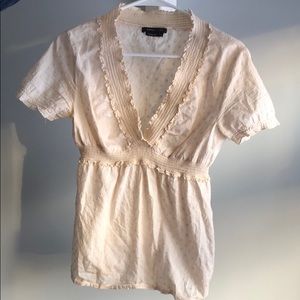 Cream v-neck blouse
